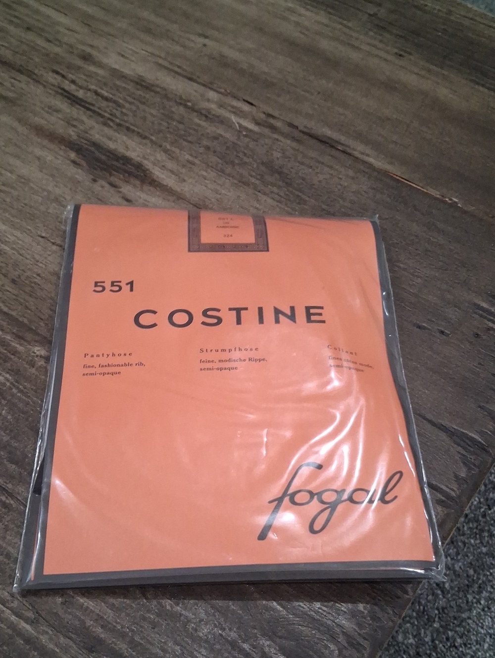 Fogal Costine 551 Fine Rib Luxury Tight Size L NWT Color Amboise